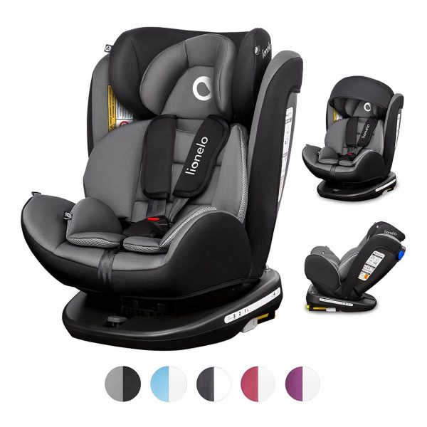 Lionelo Bastiaan Black Base Auto Kindersitz mit Isofix in grau schwarz Baby Autositz