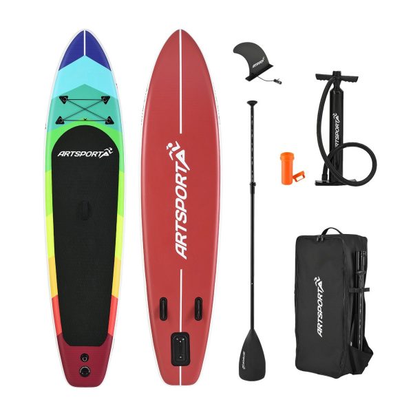 ArtSport Stand Up Paddle Board Retro Love – Aufblasbares SUP Board Set bis 150 kg - Rot-Bunt