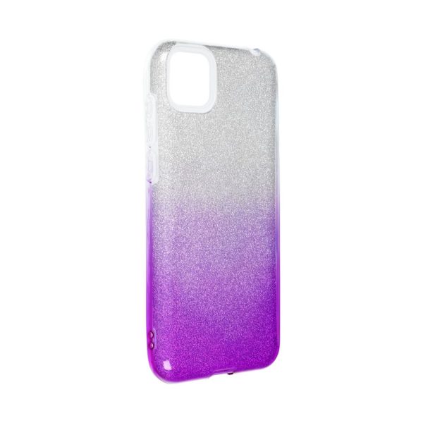 Handyhülle für Huawei Y5p Schutzcase Cover Bumper Schale Glitzer Rahmen Violett