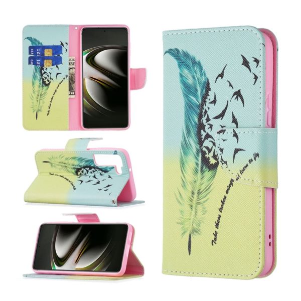 Handyhülle für Samsung Galaxy S22 5G Schutztasche Wallet Cover 360 Case Hülle... Feder