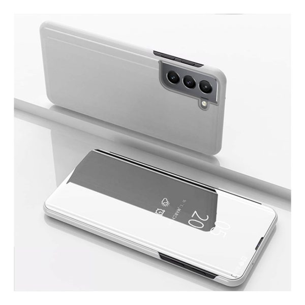 Handyhülle für Samsung Galaxy S22 5G Schutzcase Klapptasche Mirror Cover Etuis... Silber