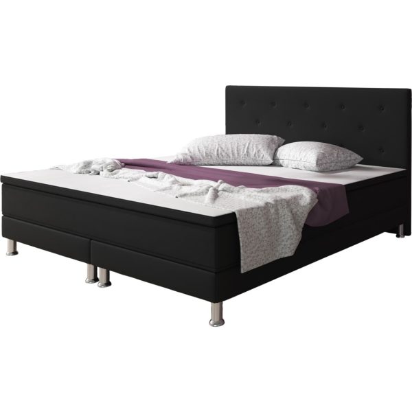 Boxspringbett Esra 180x200 Webstoff Schwarz