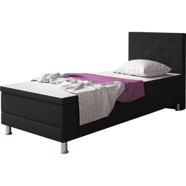 Boxspringbett Esra 90x200 Webstoff Schwarz