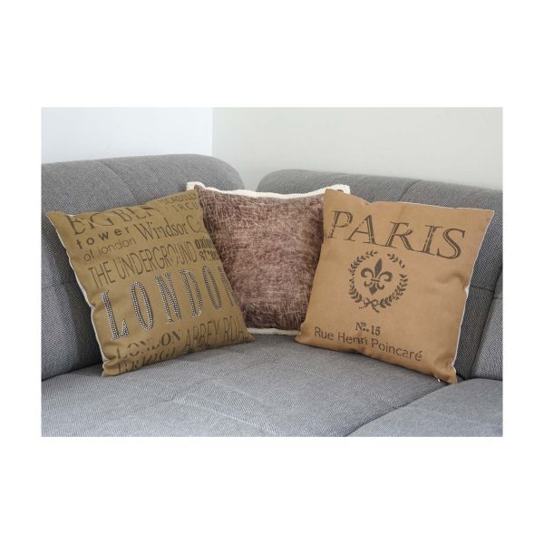 3er Set Zierkissen London + Paris + Wildlederimitat