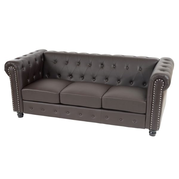 Luxus 3er Sofa Loungesofa Couch Chesterfield Edinburgh Kunstleder ~ runde Füße