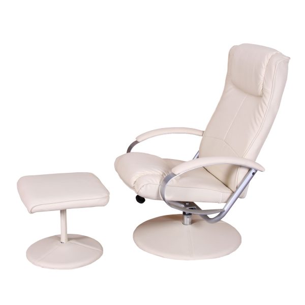 Relaxsessel Siena mit Hocker ~ creme-weiß