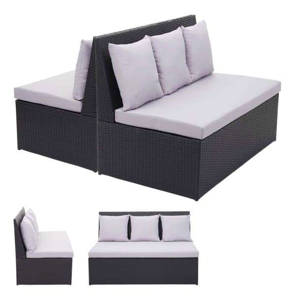 2x Poly-Rattan 2er Sofa MCW-G16