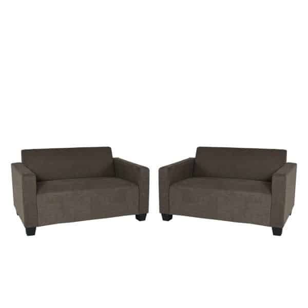 Sofa-Garnitur Couch-Garnitur 2x 2er Sofa Moncalieri Stoff/Textil ~ braun