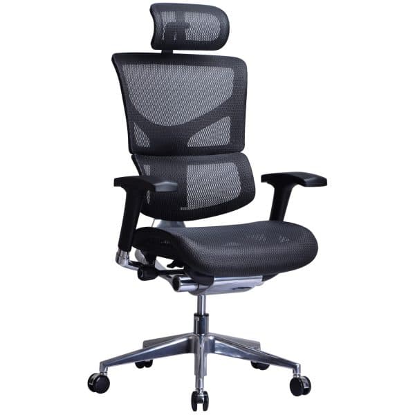 CLP Bürostuhl Spokane Ergonomic I Ergonomischer Schreibtischstuhl I Kopfstütze... schwarz