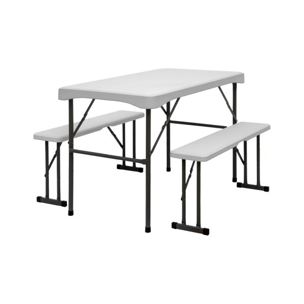 Bierzeltgarnitur für 4 Personen - 112 x 61 cm Bierbank Set - Tisch mit 2 Bänken