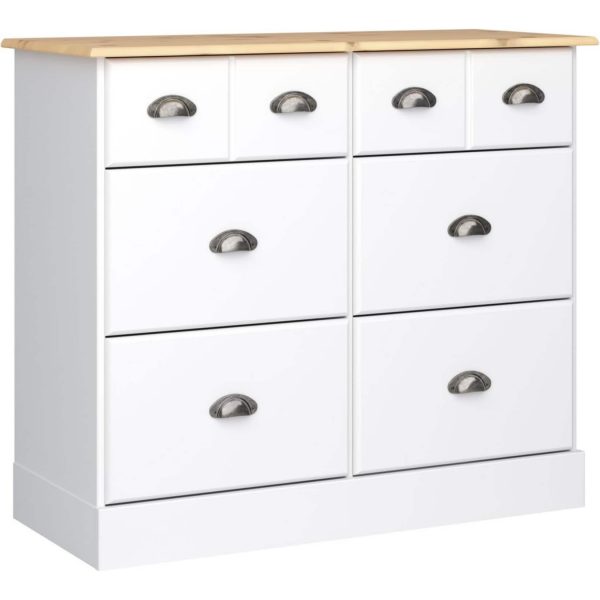 Kommode NOAH 6 Schubladen weiß Sideboard Highboard Schrank Flur Diele Landhaus