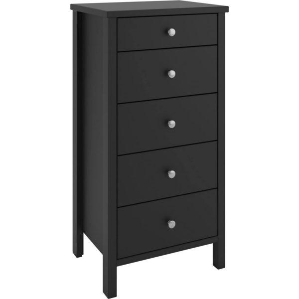 Kommode TRONE 5 Schubladen schwarz Sideboard Highboard Schrank Flur Diele