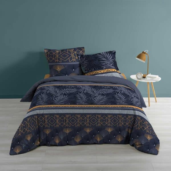 3tlg. Wende Bettwäsche 240x220 Baumwolle Übergröße Bettdecke Bettbezug blau