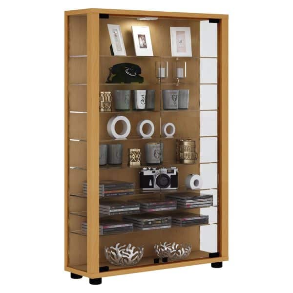 Vitrinenschrank Glas Sammler Vitrine LED Standvitrine Wohnzimmer Schrank schwarz