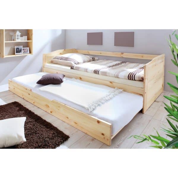 TiCAA Sofabett Funktionsbett Gästebett mit Auszug Melinda Kiefer Natur