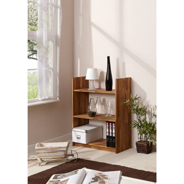 TiCAA Standregal Bücherregal Eiche massiv 92cm hoch