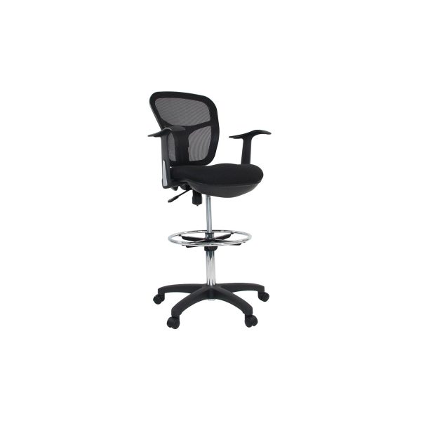 hjh OFFICE Arbeitsstuhl Arbeitshocker TOP WORK 108 Stoff/Netzstoff mit Armlehnen