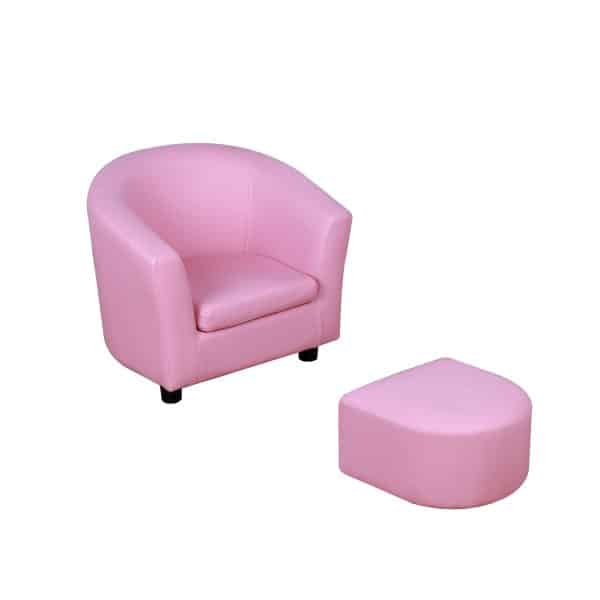 HOMCOM Kindersessel mit Fußhocker rosa