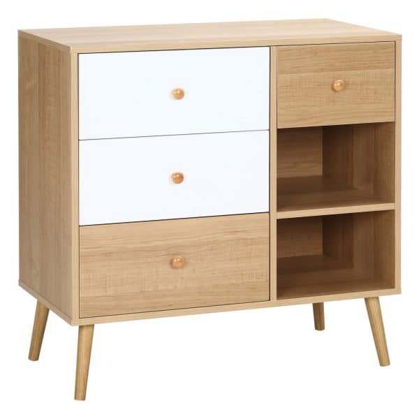 HOMCOM Küchenschrank mit 4 Schubladen und 2 Fächern bunt 80B x 39T x 80H cm   Sideboard Küchenschrank Kommode Schrank Küche Aufbewahrung