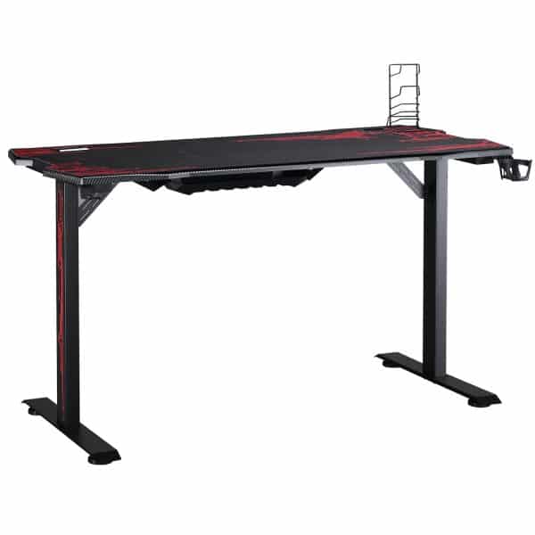 HOMCOM Gaming Tisch mit Kopfhörerhaken und Getränkehalterung schwarz 140B x 70T x 77H cm   Gaming Tisch Computerspiele-Tisch Schreibtisch Computertisch