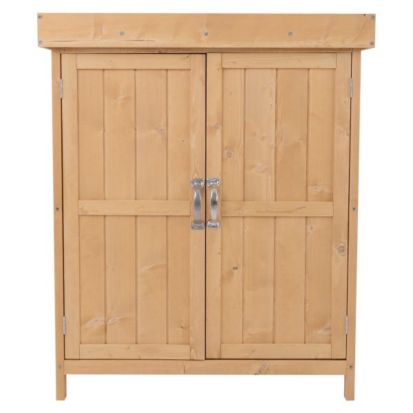 Outsunny Geräteschrank mit 2 Fächer natur 74 x 43 x 88 cm (LxBxH)   Geräteschuppen Gartenschrank Universalschrank