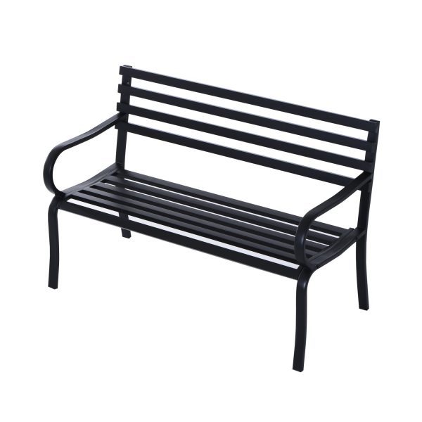 Outsunny Gartenbank für 2 Personen schwarz 127 x 62 x 82 cm (BxTxH)   Parkbank Sitzbank Bank Gartenmöbel 2-Sitzer