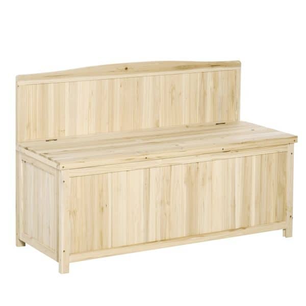 Outsunny Gartenbank mit Stauraum natur 115 x 45 x 75 cm (BxTxH)   Holzbank Parkbank Bank Aufbewahrung Holztruhe