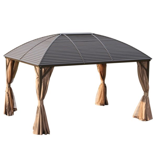 Outsunny Gartenpavillon mit 2 Laternenhaken bronze