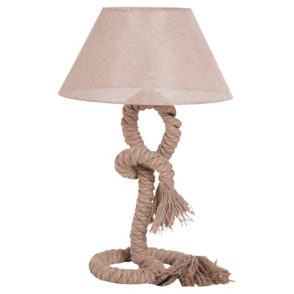 HOMCOM Taulampe beige 40 x 40 x 65 cm (LxBxH)   Tischleuchte Tischlampe Wohnzimmerlampe Hanfseil