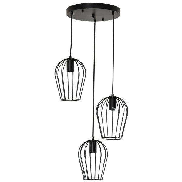 HOMCOM Pendelleuchte mit dem Metalldrahtkäfig-Design schwarz 38 x 145 cm (ØxH)   Deckenlampe Hängeleuchte Hängelampe Deckenleuchte