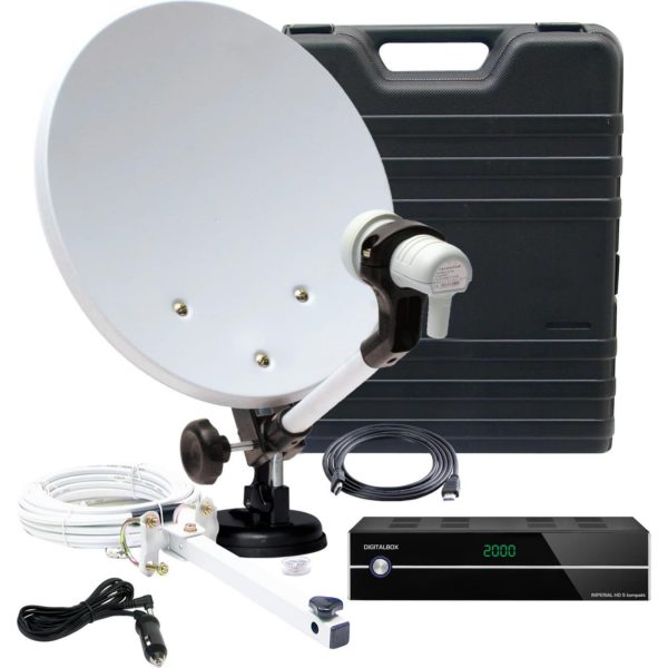 TELESTAR Camping-Satanlage im Koffer mit Single-LNB und IMPERIAL HD 5 kompakt DVB-S Receiver