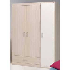 Kleiderschrank Charly Parisot 3-trg Akazie beige - weiß B 112 cm - H 179 cm - T 52 cm