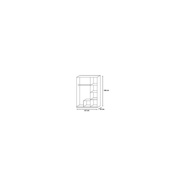 Kleiderschrank Sara 3-trg mit 1 Spiegelfront braun B 127 cm - H 188 cm - T 52 cm