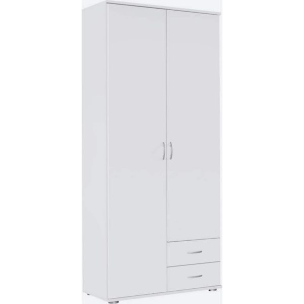 Kleiderschrank Sara 2-trg + 2 Schubkästen weiß B 85 cm - H 188 cm - T 52 cm