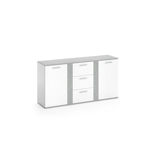 Vicco Sideboard Novelli Highboard Kommode Anrichte Schrank 2 Türen Weiß Beton