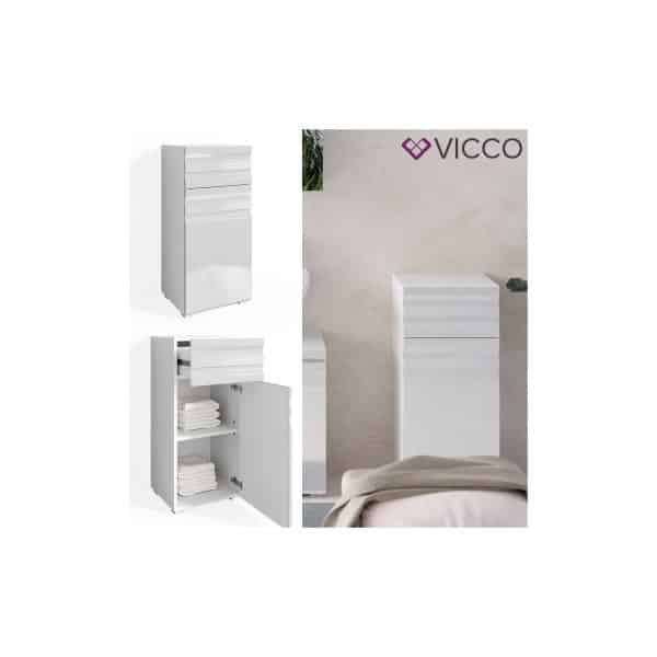 VICCO Badschrank FREDDY weiß hochglanz Badezimmer Badregal Midischrank