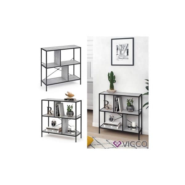 VICCO Loft Bücherregal FYRK Wandregal Standregal Aufbewahrung 79x80x30 Beton