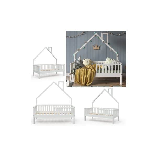 VitaliSpa Hausbett Kinderbett Spielbett Noemi 70x140cm weiß Rausfallschutz