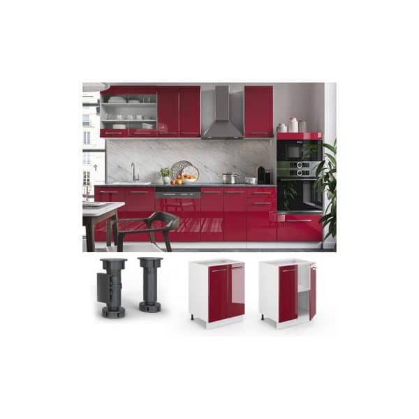 VICCO Unterschrank 60 cm Bordeaux Hochglanz Küchenschrank Hängeschrank Küchenzeile Fame-Line