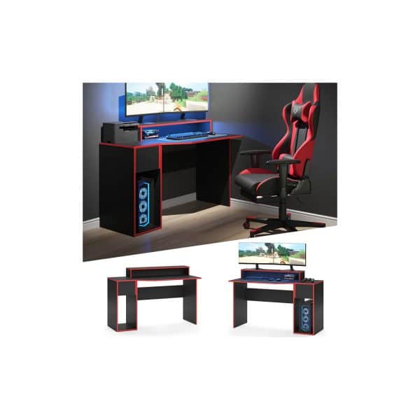 Vicco Gaming Desk Schreibtisch Kron 130cm Gamer PC Tisch Computertisch Bürotisch