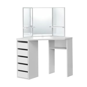 Juskys Schminktisch Nova 100 x 53 x 140 cm in Weiß mit Spiegel