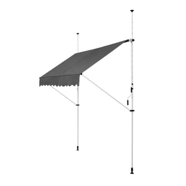 Juskys Klemmmarkise Kuwait grau 250 x 120 cm – höhenverstellbar - Sonnenschutz - ohne Bohren