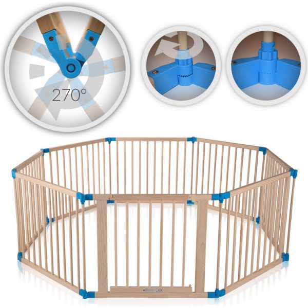 Baby Vivo Laufgitter aus Holz 8 Elemente - individuell verstellbar - PREMIUM