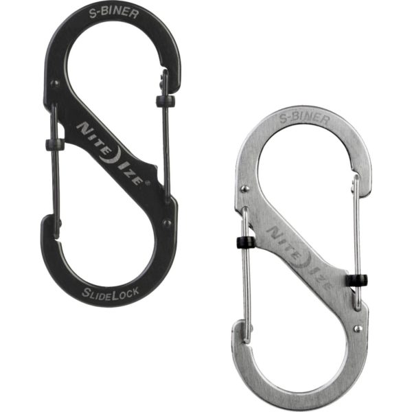 NITE IZE SlideLock S-Biner Mini Doppel Karabiner Schlüsselanhänger Schnapp Haken Farbe: schwarz