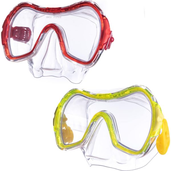 SALVAS Jugend Tauchmaske Drop Schnorchel Taucher Schwimm Brille Maske Mit Nase Farbe: Rot