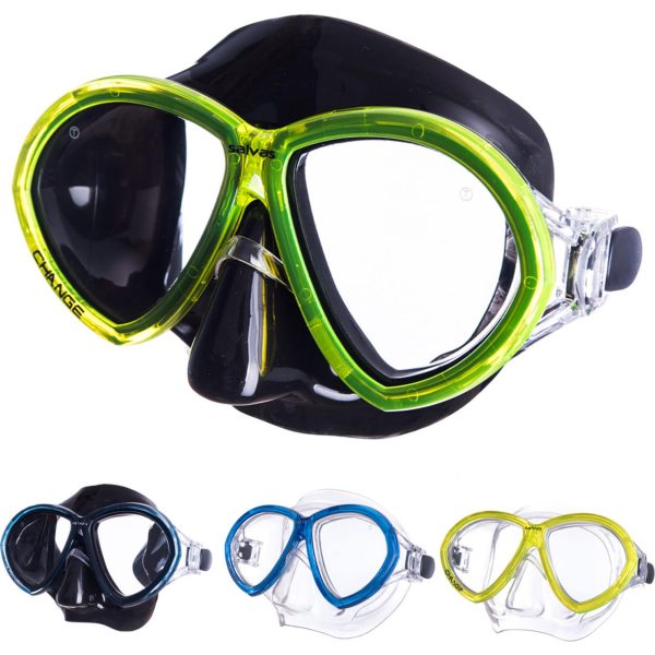 SALVAS Tauch Maske Change Sr Schnorchel Schwimm Brille Anti Beschlag Erwachsene Farbe: Schwarz/Gelb