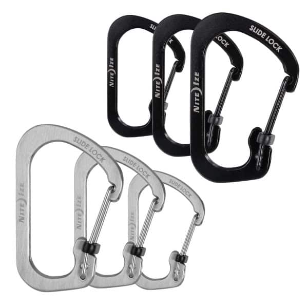 NITE IZE SlideLock Mini Karabiner Schlüsselanhänger Schnapp Haken Edelstahl Variante: Gr. 4 – Schwarz