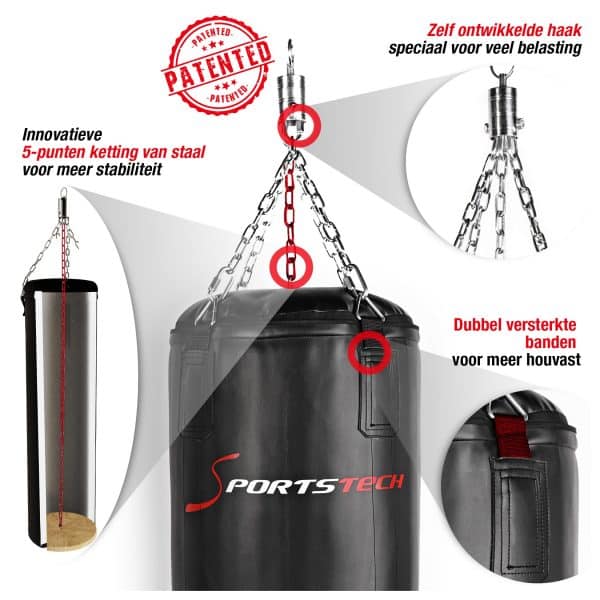 Sportstech Profi-Boxsack BXP60 60 cm mit Trainingsposter