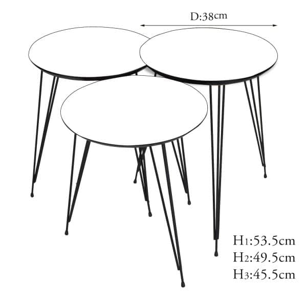 Beistelltisch 3 er Set Rund Grau Marmoroptik Metallfüße EYGD09