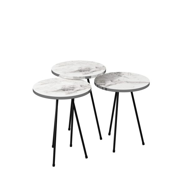 Beistelltisch 3er Set Marmoroptik Weiß 21826269